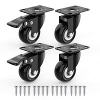 1 x RAW Customer Returns Swivel castors, furniture castors, castors for furniture, heavy duty castors, transport castors, furniture wheel diameter 40 mm, 2 with brakes 2 without brakes, black - RRP €14.11