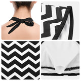 1 x RAW Customer Returns Women s Bikini Sets Halterneck Top Bandeau Swimwear Push Up Bikinis Bathing Sexy Swimsuit Thong Bikinis Swimsuit Women Two-Piece Wave Pattern Black and White Stripes Black, M  - RRP €23.99