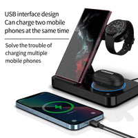 1 x RAW Customer Returns 3 in 1 wireless charger foldable, fast wireless charging for Samsung Watch 4 3 Active 2, wireless charger for Galaxy Z Flip Z Fold S22 Ultra Note 20 Ultra, Galaxy Buds Pro  - RRP €27.35