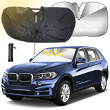 1 x RAW Customer Returns Oziral Car Sun Shade for Front Windows Improved Foldable Parasol Windshield UV Protection 360 Rotation Bendable Shaft Protect Your Car from Scratches 140 79 cm 55 31 inches  - RRP €16.81