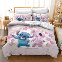 1 x RAW Customer Returns DELLIOP 3-Piece Lilo Stitch Duvet Cover with Zipper and 2 Matching Pillowcases 50 x 75 cm Bedding Set for Girls and Teens Pink, Twin 140x200  - RRP €32.9