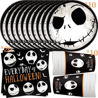 1 x Brand New YGCHEN Halloween Party Tableware Skeleton Tableware Set Happy Halloween Party Tableware Decoration Horror Paper Cups Paper Plates Napkins Skeleton Party Tableware Halloween Decoration 10 Guests - RRP €20.4