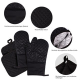 1 x RAW Customer Returns Clocness Potholder Gloves, Oven Gloves Heat Resistant, Non-Slip Oven Gloves Set of 4 Heat Resistant up to 300 C, Black - RRP €26.26