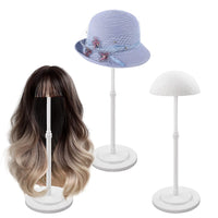 1 x RAW Customer Returns Pack of 3 Height-Adjustable Wig Stands, JC-Houser Round Shape Portable Wig Stand Holder Hat Display, Non-Slip Wig Holder Set Drying Head Holder for Women Hairdresser White  - RRP €27.26