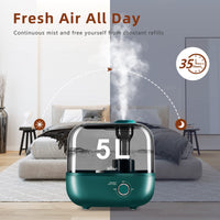 1 x RAW Customer Returns BEAR 5L Top-Filling Humidifier, 28dB Ultra Quiet for Babies and Plants, 35 Hours Runtime, With Aromatherapy Tray, 360 Rotatable Steam Nozzle, Automatic Shut-Off, Polypropylene - RRP €57.88