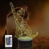 1 x RAW Customer Returns CooPark Cat Gift, Cat 3D Lamp 16 Colors Changing with Remote Control Illusion Night Light, Bedroom Desk Decor Lighting Creative Birthday Present for Children Boys - RRP €19.99