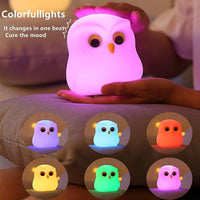 1 x RAW Customer Returns WLHONG Owl Night Light Children, Kawaii Night Light Baby, USB Silicone Nursing Light Dimmable Touch Charging, LED Color Changing Sleeping Light Children s Room Decoration Birthday Gift Owl  - RRP €18.14