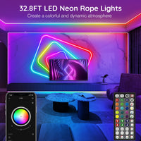 1 x RAW Customer Returns AILBTON LED neon Light 32.8ft,Flexible,with Application Remote Control Control,Multiple Modes,IP65 Outdoor RGB Waterproof,Bedroom Indoor Music Synchronization Game bar Light - RRP €49.99