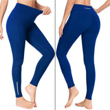 1 x RAW Customer Returns BAYGE Women Thermal Leggings Winter High Waist Lined Waterproof Opaque Tummy Control Slim Fit Cycling Yoga Hiking Leggings with Pockets Sea Blue XL - RRP €24.0