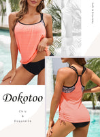 1 x RAW Customer Returns Dokotoo Women s Tankini 2 Piece Push Up Padded Swimsuit with Briefs S-XXL A Pink M - RRP €31.44