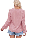 1 x RAW Customer Returns Tanmolo long-sleeved women s blouse, elegant long-sleeved pullover, V-neck tunic, casual tops, puff sleeves, blouse shirt, basic tops, old pink, XXL - RRP €21.29