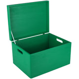 1 x Brand New Creative Deco XXL Green Large Wooden Storage Box Toy 40 x 30 x 24 cm With Lid - RRP €44.69