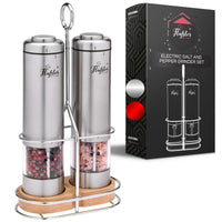 10 x Brand New Flafster Kitchen Electric Salt and Pepper Mill Set with Light - Battery Operated Pepper Mills with Stand - RRP €279.7