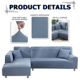 1 x RAW Customer Returns Lydevo Sofa Cover Corner Sofa L Shape Sofa Throws Stretch Sofa Cover L Shape Right or Left with Two Cushion Covers Washable Universal Couch Cover L Shape Sofa Cover L Shape 2 Seater 2 Seater, Blue Grey  - RRP €43.36