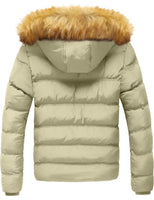 1 x Brand New SZORY Men s Winter Coat Short Thick Warm Jacket with Detachable Faux Fur Hood Khaki,XXL  - RRP €90.98