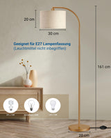 1 x RAW Customer Returns EDISHINE floor lamp living room, 161cm arc lamp with adjustable beige linen lampshade, E27 socket, reading lamp bedroom, modern floor lamp for children s room, gold - RRP €69.99