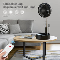 1 x RAW Customer Returns BENGUOO table fan quiet USB, portable table fan 10000mAh battery oscillating floor standing fan battery operated fan small camping bedroom travel office with remote control black - RRP €69.99