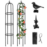 1 x RAW Customer Returns MQUPIN Obelisk Trellis Garden Tower Rose Trellis 2X150cm, Removable U-shaped Raspberry Trellis, Metal Core Rustproof Obelisk Trellis Tower with 60 Plant Clips Indoor Outdoor Trellis Vegetable - RRP €36.32