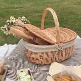 1 x RAW Customer Returns Garneck picnic basket with lid shopping basket braided mushroom basket fruit basket bread basket rattan basket wicker basket with handle braided basket flower basket for outdoor picnic 35CM - RRP €39.99