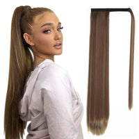 10 x Brand New JJstar 70 cm Long Straight Ponytail Hairpiece Synthetic Hair Extension Braid Extension for Women Girls Brown-Blonde Mix  - RRP €141.1