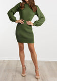 1 x RAW Customer Returns Rosywing Knitted Dresses Women s Sweater Dress Mini Dress Winter Dress Casual Elegant High Elasticity Long Sleeve Dresses Autumn Winter Green, M  - RRP €36.29