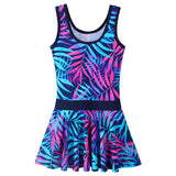 1 x RAW Customer Returns ZNYUNE Girls One-Piece Sleeveless Swimsuit Fabric Print Children s Swimming Suit S363 NavyLeaves 152 158 - RRP €23.18