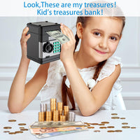 1 x RAW Customer Returns ATM Electronic Coin Money Bank Money Boxes Children, Money Box Children Piggy Bank Children Money Box Children Boys Electric Money Box Savings Box Money Box Notes Password Protection Birthday Gifts Black - RRP €18.82