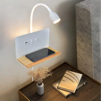 1 x RAW Customer Returns Bed wall lamp Dimmable LED wall light inside with wireless charging station and USB charging port Bedroom bed lamp with warm white 3000K backlight effect, flexible gooseneck reading lamp - RRP €77.52