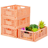 1 x RAW Customer Returns Tuevob Shelf Baskets 4 Set Plastic Storage Boxes Foldable Storage Boxes Kitchen Drawer Inserts Stackable Shelf Baskets Storage Boxes Transport Boxes Cabinet Container Cubes Home Office Bedroom- Pink - RRP €19.28