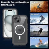 1 x RAW Customer Returns WindRen for iPhone 15 Case Waterproof for MagSafe, 360 Degree Outdoor Protective Case with Screen Protector, Waterproof Cell Phone Case Dustproof Shockproof Armor Case for iPhone 15 Case 6.1 - Black - RRP €19.97