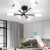 1 x Brand New EIDISUNY Dimmable LED Ceiling Light Vintage with Remote Control 6-Flame LED Ceiling Lamp Industrial LED Chandelier Sputnik Retro for Indoor Chandelier Living Room Dining Room Bedroom - Black 24W - RRP €53.27