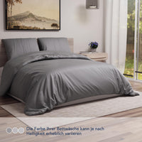 1 x RAW Customer Returns Duvet Cover Bed 200x200 cm with 2 Pillowcases 65x65 cm - Anthracite - Duvet Cover 200x200 Adult made of 100 Microfiber. Duvet Cover Certified without Chemical Products Oeko Tex  - RRP €19.99