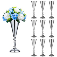 1 x RAW Customer Returns Sziqiqi Set of 10 Tall Metal Wedding Centerpieces for Reception, Silver Flower Vase Stand, Base Decortion for Party, Events, Birthday, Celebrations, Silver - RRP €118.95