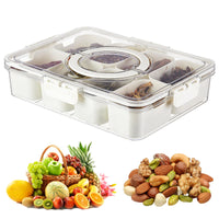 1 x RAW Customer Returns Snack bowl with lid, removable snack plate, snack storage box, snack plate with 8 compartments, candy box, snack box organizer for spice storage containers sweets veggie biscuits nuts desserts - RRP €23.16