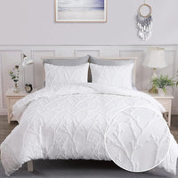 1 x RAW Customer Returns Freyamy Bohemia Bedding 200x220cm 3-piece White Tufted Flower Branch Bedding Sets Boho Embroidery Chic Bed Linen Microfiber Soft Duvet Cover with Zipper and 2 Pillowcases 80x80cm - RRP €53.4