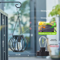 1 x RAW Customer Returns BUCASA Solar Lamps for Outdoor Hanging, 2 Pack Metal Solar Lanterns for Outdoors with Large LED Bulb, IP65 Waterproof Solar Lights Garden Decoration with Hook and Chain for Patio Lawn Balcony Yard - RRP €29.5