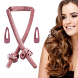 3 x Brand New Bigoodino Pink Curler Set Long curler for curls - Heatless hair curlers Soft headband for wavy hair without damaging it Cotton Pink  - RRP €54.0