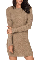 1 x RAW Customer Returns Viottiset Women s Knitted Jumper Dress Crew Neck Long Sleeve Winter Mini Dress Beige S - RRP €44.36