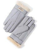 1 x RAW Customer Returns YISEVEN Women s Winter Sheepskin Lambskin Leather Gloves Mittens Wool Cuffs Driving Heated Warm Thick Fur Sherpa Lined Merino Soft Wool Lining Furrys Gifts, Pastel Gray M - RRP €39.99