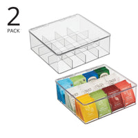 1 x RAW Customer Returns mDesign kitchen organizer practical tea box with lid for kitchen and pantry storage box with 12 compartments for tea, coffee, spices and other food set of 2 transparent - RRP €41.26