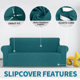 1 x RAW Customer Returns YSTELLAA 2 Seater Sofa Cover with Armrests, Jacquard Stretch Sofa Covers, Anti-Scratch Sofa Cover for Cats and Dogs, Universal Modern Sofa Cover, Non-Slip Washable Sofa Cover, Dark Green - RRP €36.38