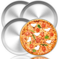 1 x RAW Customer Returns TEAMFAR pizza tray, round pizza pan, pizza pan set of 4 made of stainless steel, 29 cm pizza baking tray for baking in the oven, healthy durable, easy to clean dishwasher safe - RRP €33.91