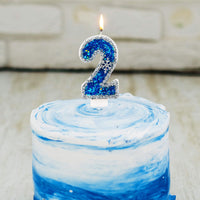 1 x RAW Customer Returns Birthday Candles Blue Glittering Number Candles, Cake Decoration for Birthday, Party, Wedding Anniversary - Number 1 - RRP €20.4