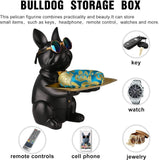 1 x RAW Customer Returns suruim French Bulldog Tray Decorative Statue, Dog Sculpture, Dog Decorative Figure Storage Tray Statue with Tray Black  - RRP €33.43