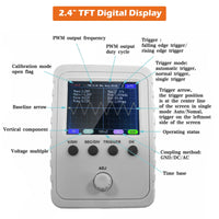 1 x RAW Customer Returns Aideepen Digital Oscilloscope Kit, 2.4 Inch Shell TFT Portable Handheld Oscilloscope with BNC Clip Cable and Soldered DC AC Power Supply, 9V Battery Button - RRP €43.36