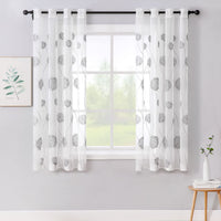 1 x RAW Customer Returns MIULEE Curtains with Floral Embroidery, Curtains White with Grey Pattern for Living Room, Bedroom Curtain Transparent with Eyelets, Set of 2 Voile Floral Transparent Curtains, Each H 145 XW 140cm - RRP €30.98