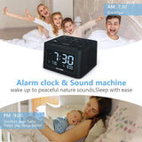 1 x RAW Customer Returns REACHER digital alarm clock and sleep aid white noise with adjustable volume, 6 alarm tones, 12 soothing tones for sleeping, auto-off timer, USB charger, battery backup, 0-100 dimmer - RRP €33.99