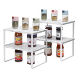 1 x RAW Customer Returns Nandae Set of 4 Kitchen Shelf Storage for Kitchen Cabinet, Plate Rack for Worktop and Kitchen Cabinets Shelf Insert Pull Out Stackable Storage Rack Made of Wood - RRP €31.46