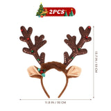 1 x Brand New Lurrose 2 Pieces Reindeer Antler Headbands Reindeer Ear Headband Glitter Antler Headband with Bell for Christmas Party - RRP €19.2