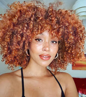 1 x RAW Customer Returns PORSMEER Curly Afro Wig Copper Red Natural Synthetic Hair with Bangs for Women Shoulder Length Afro Kinky Curly Bob Wig Volume for Black Women, 14 Inches Ginger - RRP €23.33